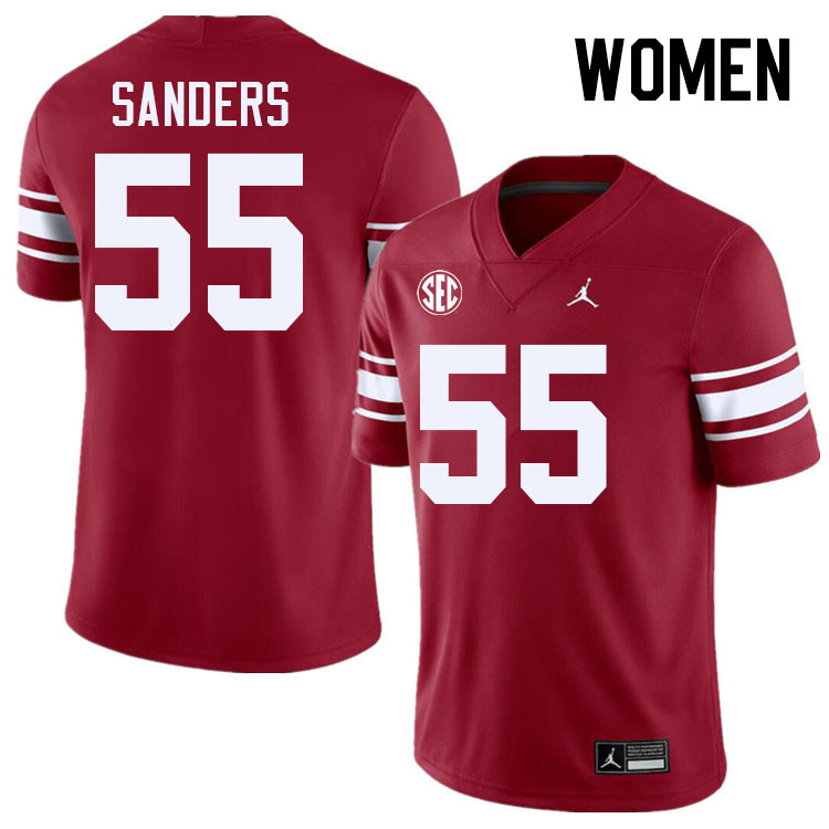 Women #55 Ashton Sanders Oklahoma Sooners 2024 SEC Conference College Football Jerseys-Throwback